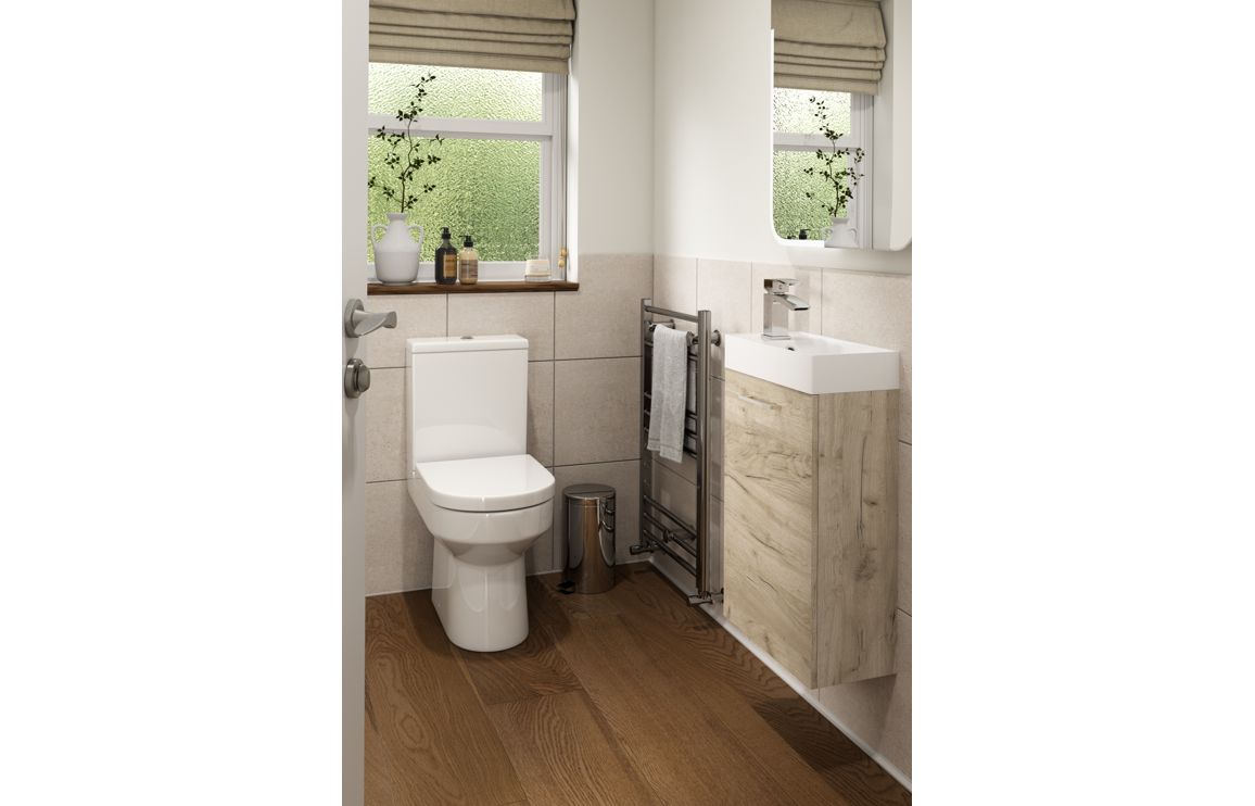 Iowa 410mm Wall Hung 1 Door Basin Unit & 1TH Basin - Grey Gloss - Image 2