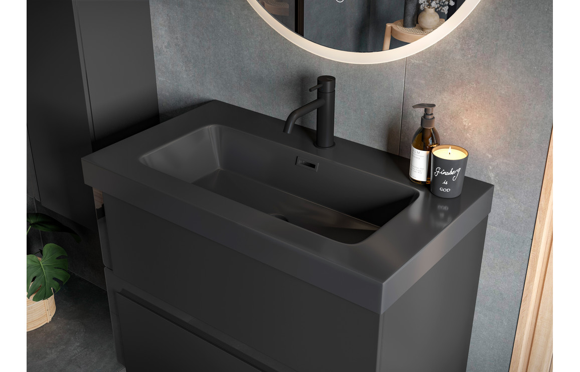 Chicago 500mm WC Unit - Matt Black & Glass - Image 3