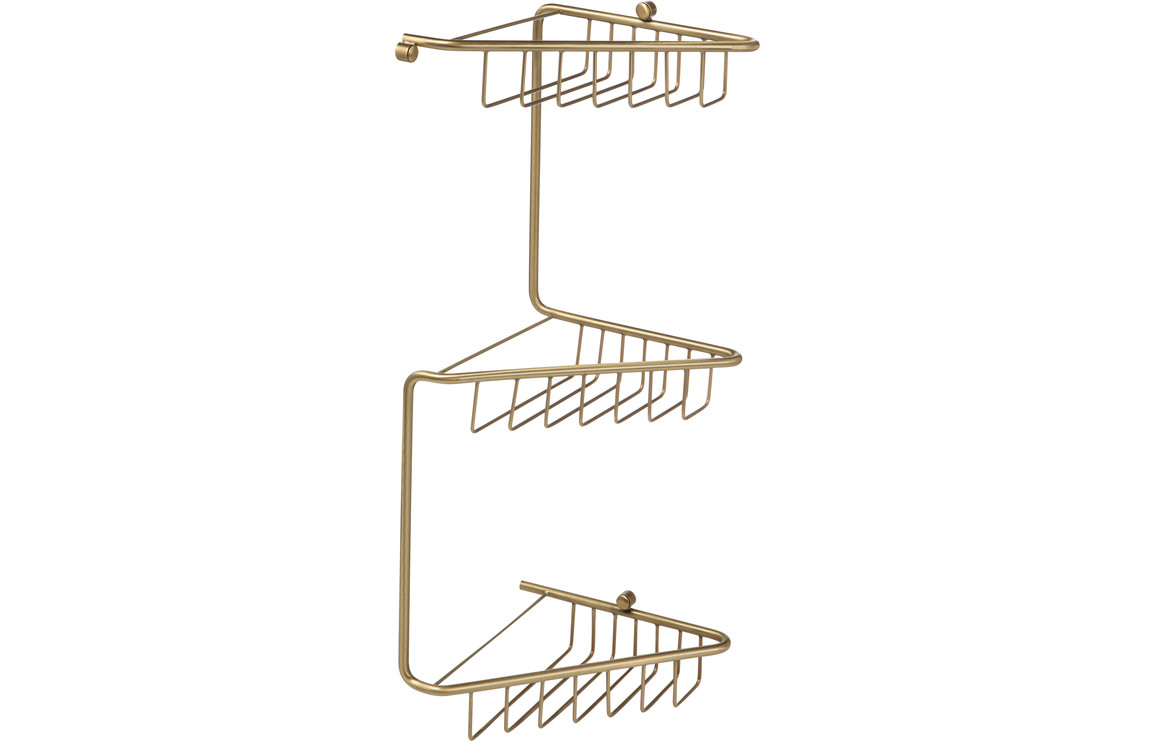 Pearl 3-Tier Corner Shower Caddy - Brushed Brass