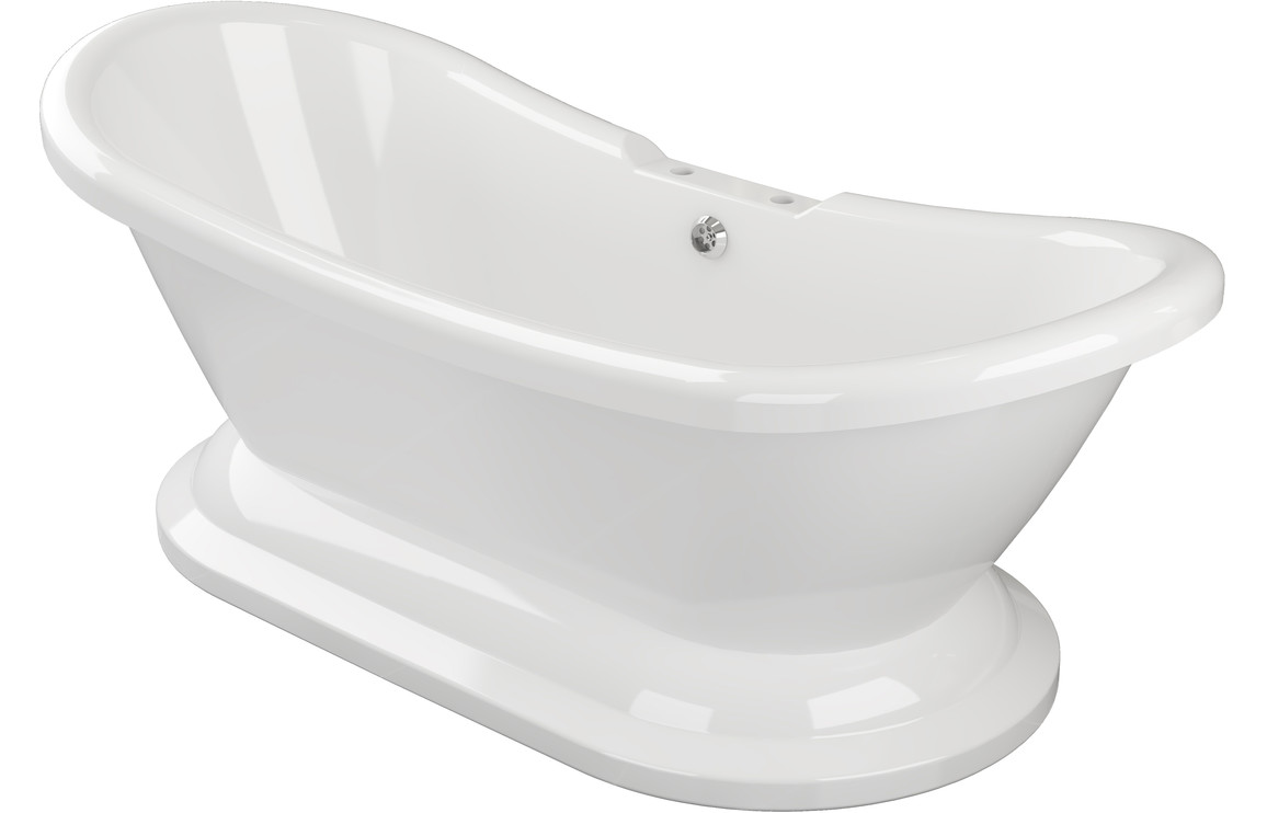 Lola Freestanding 1760x700x720mm 2TH Bath w/Base - White - Image 2