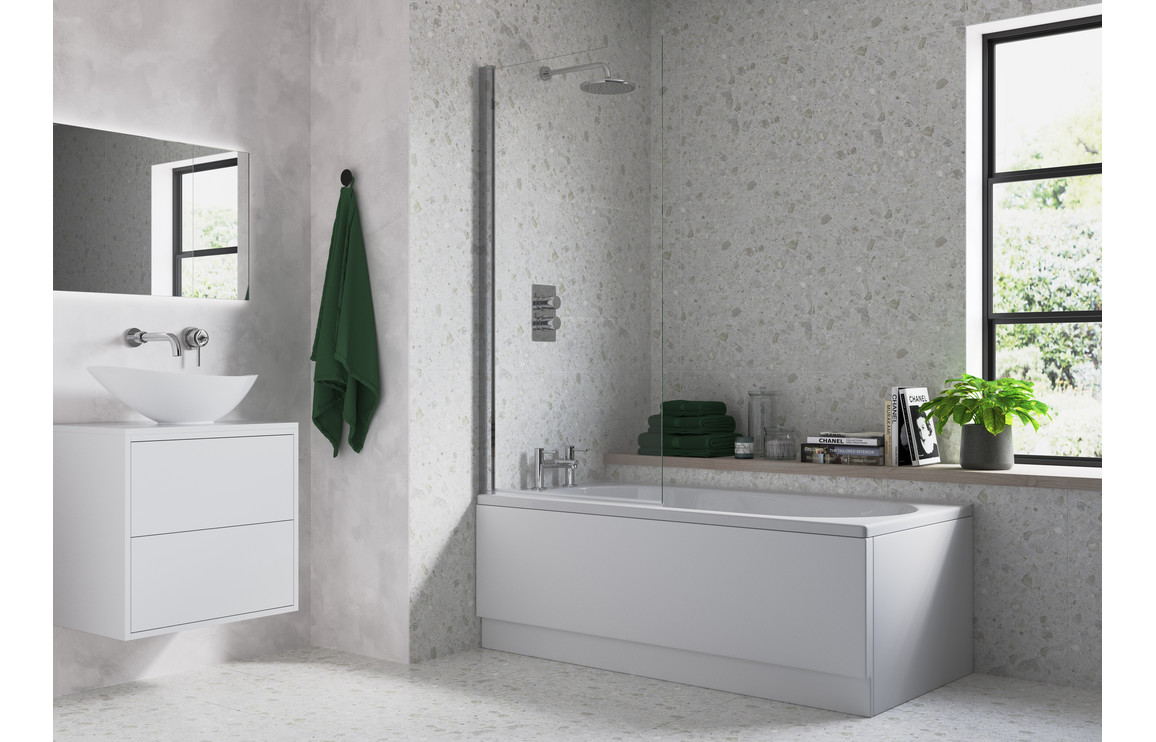 800x1500mm Single Straight Bath Screen (6mm) - Chrome - Image 4