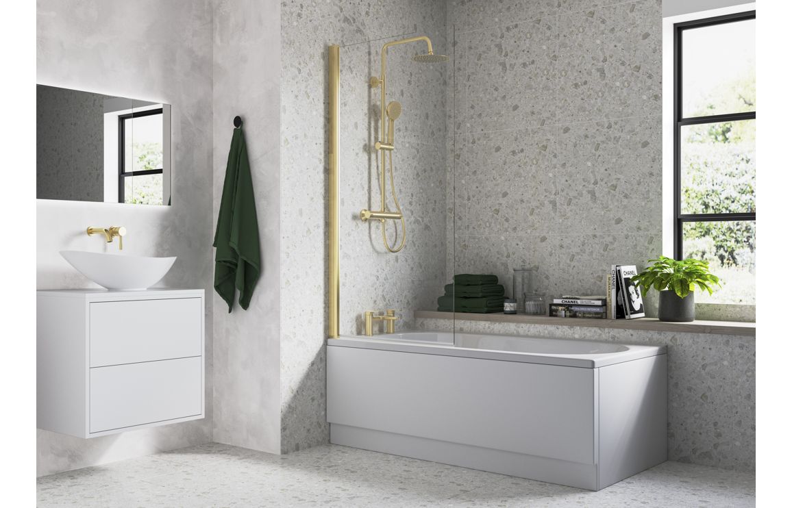 800x1500mm Single Straight Bath Screen (6mm) - Brushed Brass - Image 4