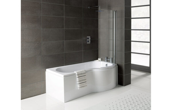 P-Shape 1700x700-850x410mm 0TH Shower Bath Panel & Screen (RH)