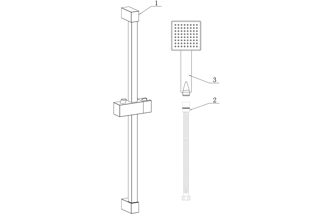 Square Slider Rail Kit & Single Mode Handset - Matt Black - Image 2