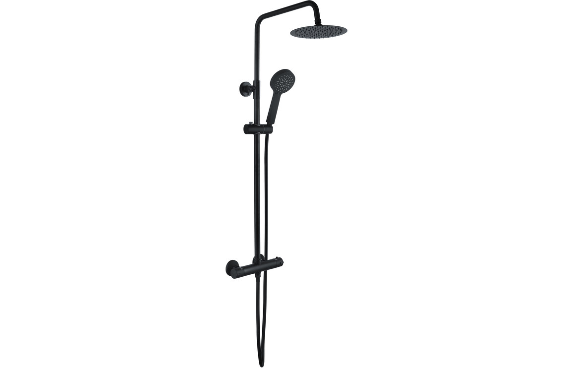 Aquila Round Thermostatic Bar Mixer w/Riser Kit - Matt Black