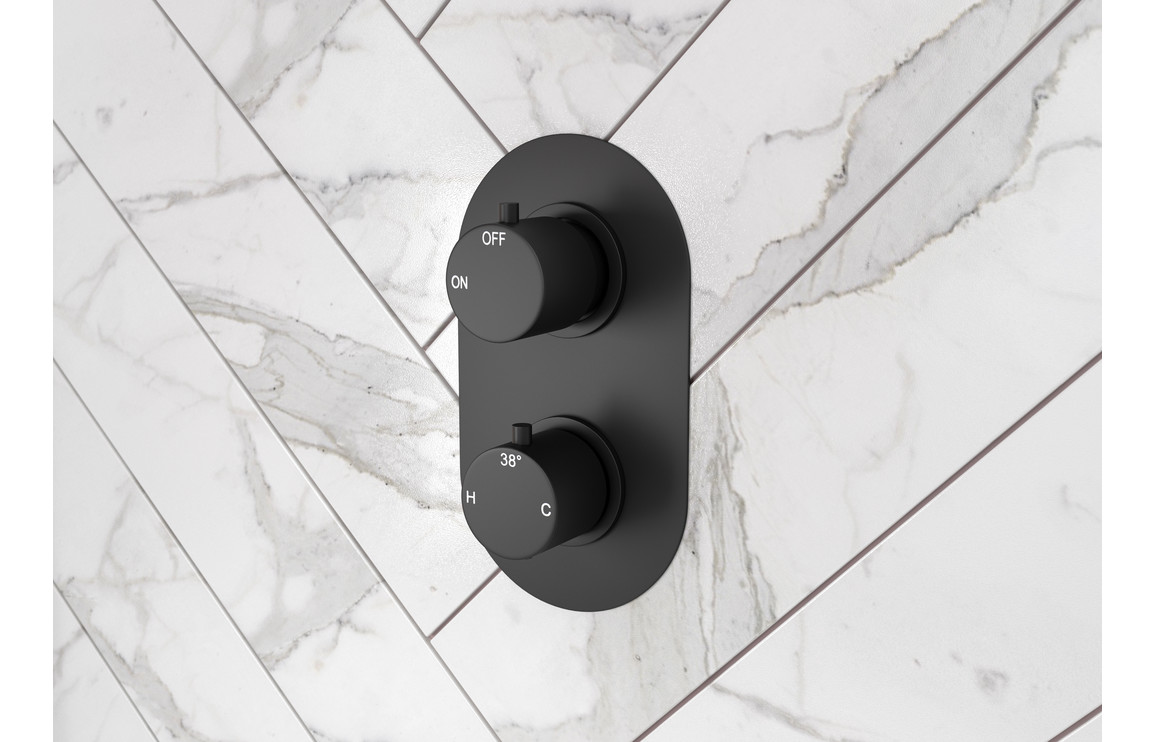 Aquila Thermostatic Single Outlet Twin Shower Valve - Matt Black - Image 4