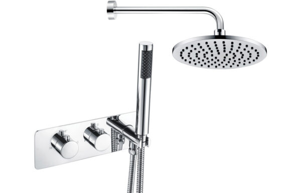 Venus Shower Pack One - Two Outlet Twin Shower Valve w/Handset & ABS Overhead - Chrome
