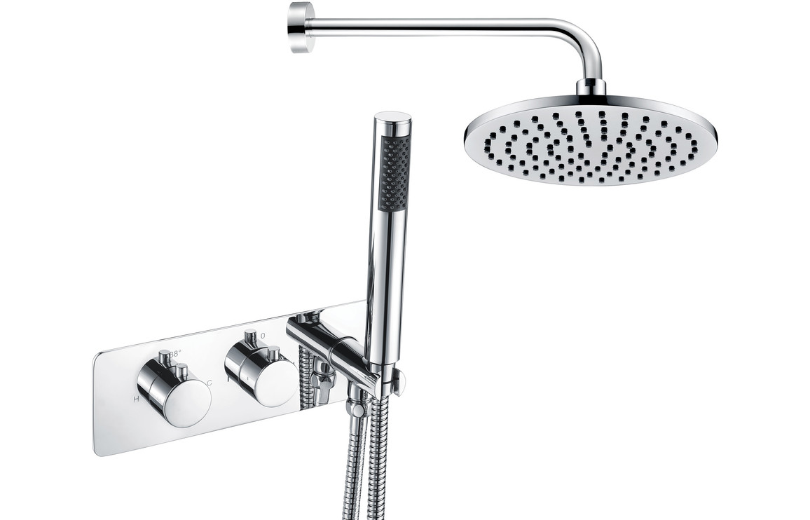 Venus Shower Pack Two - Two Outlet Twin Shower Valve w/Handset & Brass Overhead - Chrome