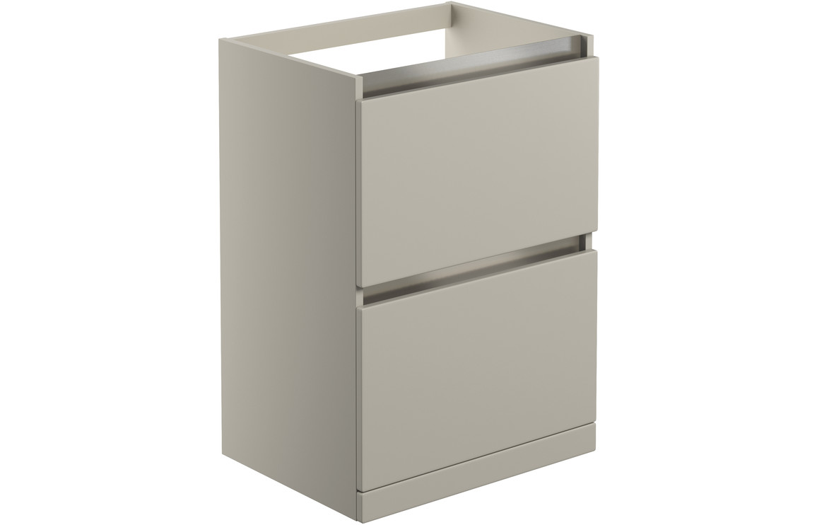 Florida 600mm 2 Drawer Floor Standing Basin Unit (No Top) - Matt Latte