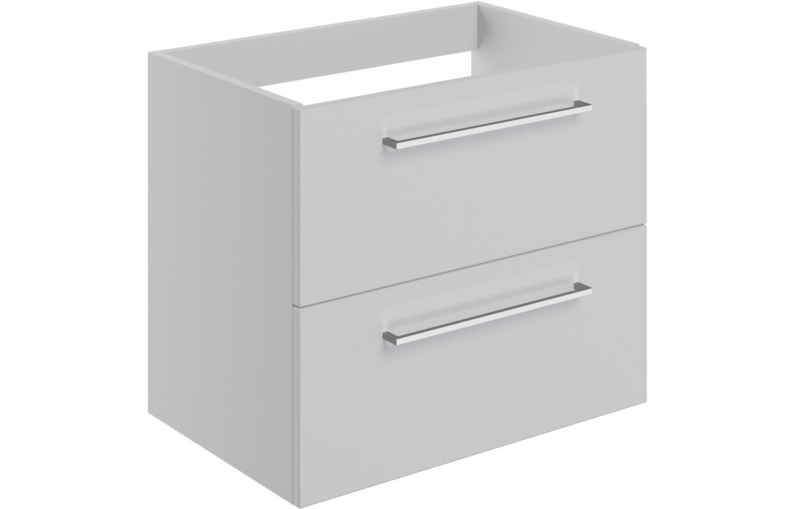 Iowa 590mm Wall Hung 2 Drawer Basin Unit (No Top) - Grey Gloss