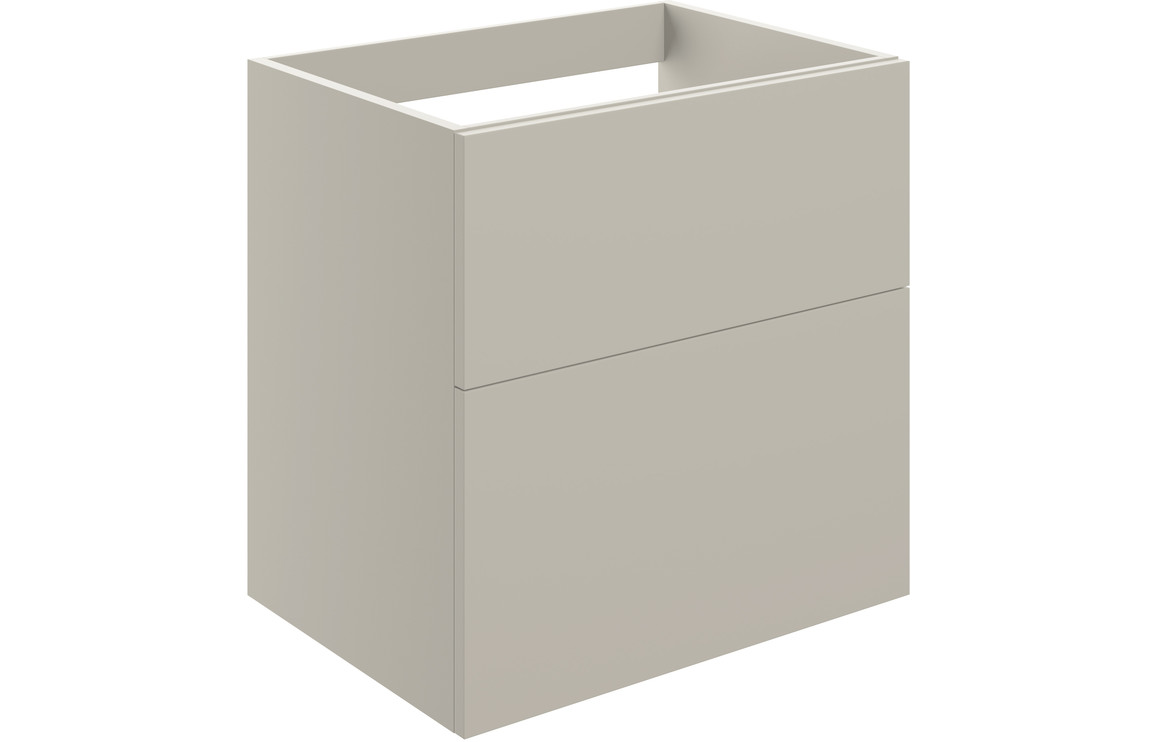 Oregon 590mm Wall Hung 2 Drawer Basin Unit (No Top) - Matt Latte