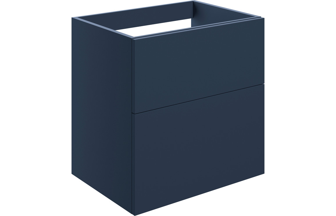 Oregon 590mm Wall Hung 2 Drawer Basin Unit (No Top) - Matt Deep Blue