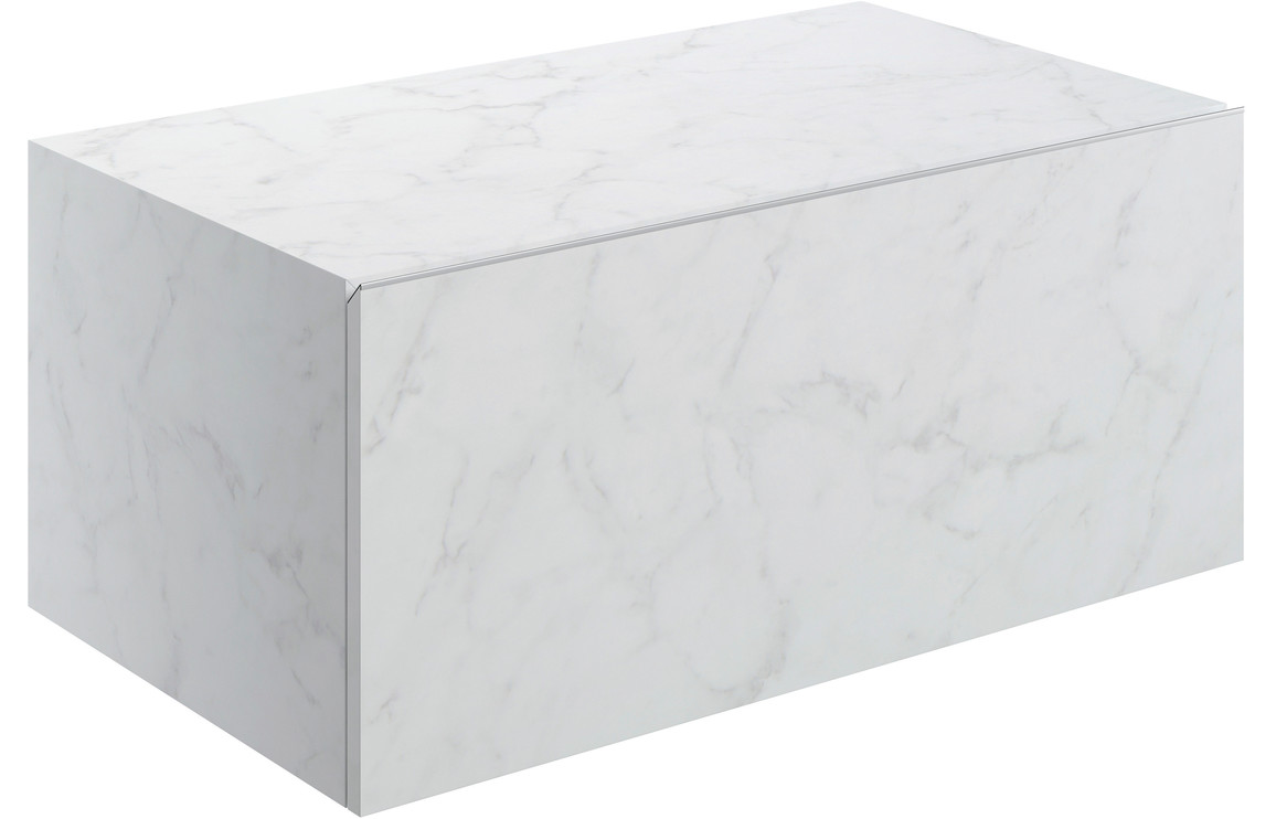 Georgia 800mm Wall Hung Storage Drawer - White Marble