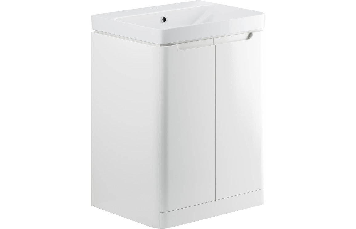 Dallas 605mm 2 Door Floor Standing Basin Unit - White Gloss