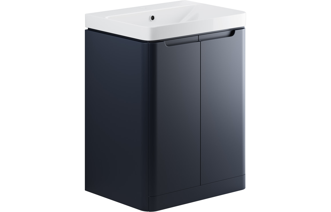 Dallas 605mm 2 Door Floor Standing Basin Unit - Matt Indigo