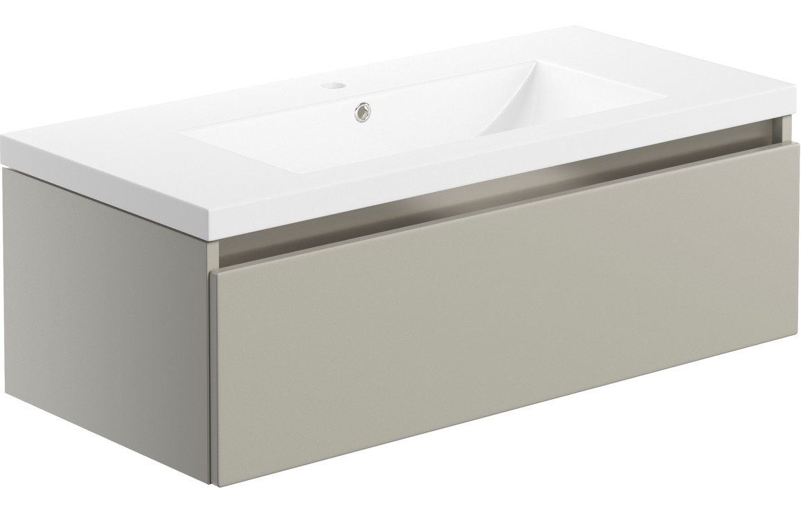 Florida 815mm 1 Drawer Wall Hung Basin Unit Inc. Basin - Matt Latte