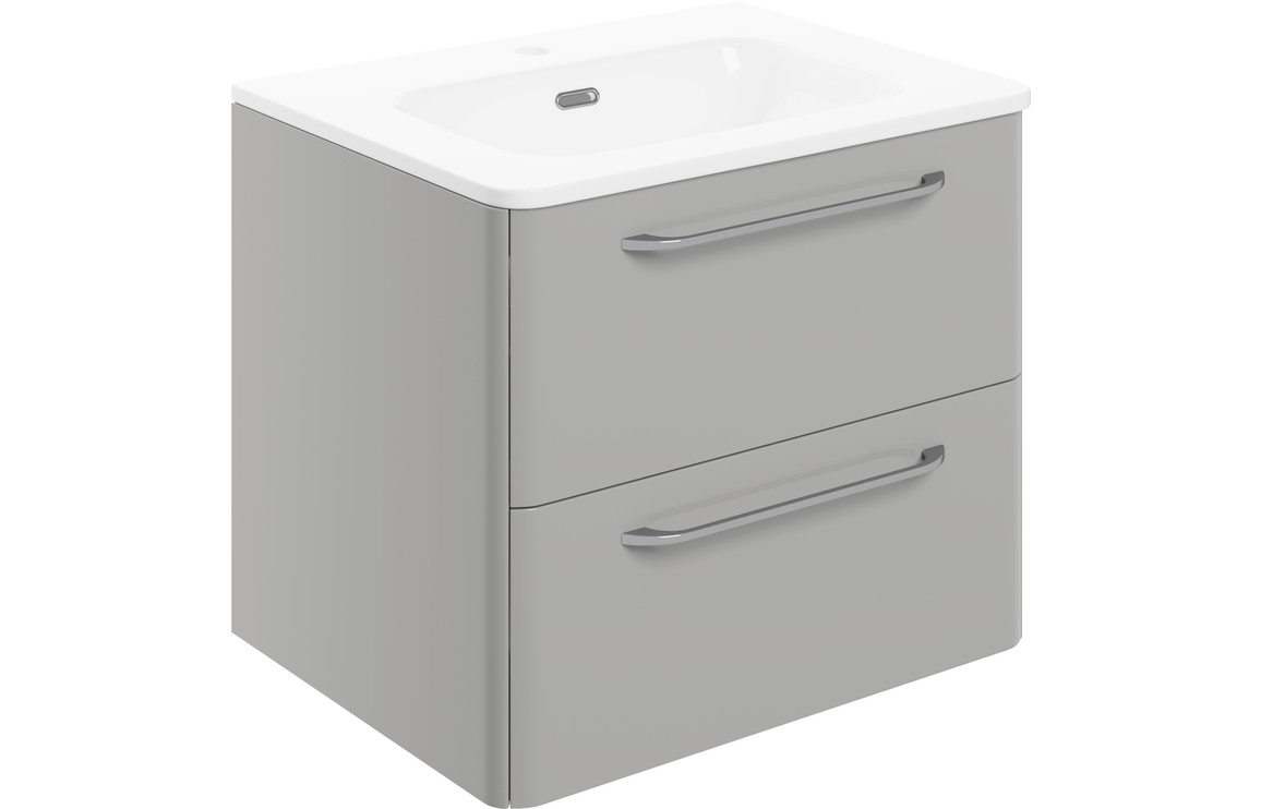 San Diego 610mm 2 Drawer Wall Unit & Basin - Grey Gloss