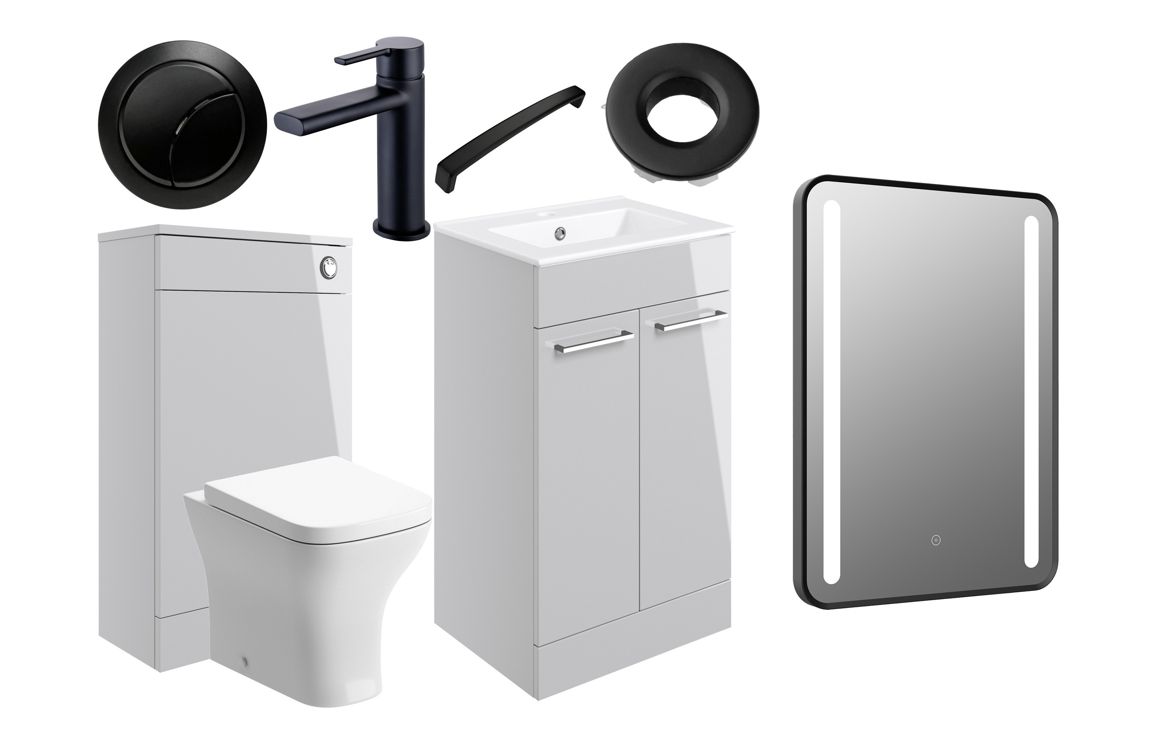 Iowa 510mm F/S Furniture Pack - Grey Gloss w/Black Finishes