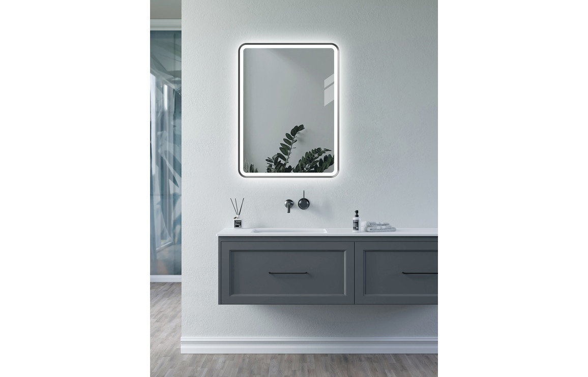 Houston 600mm Rectangle Front-Lit LED Mirror - Matt Black - Image 3