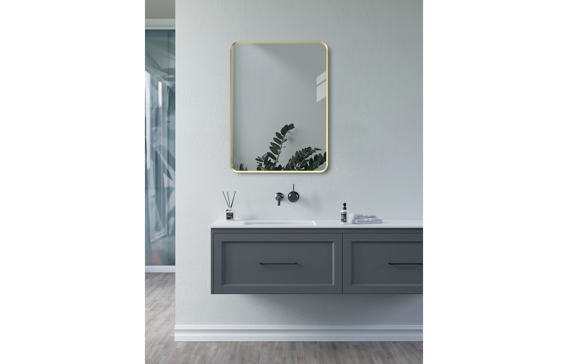 Dyce 600x800mm Rectangle Mirror - Brushed Brass - Image 3