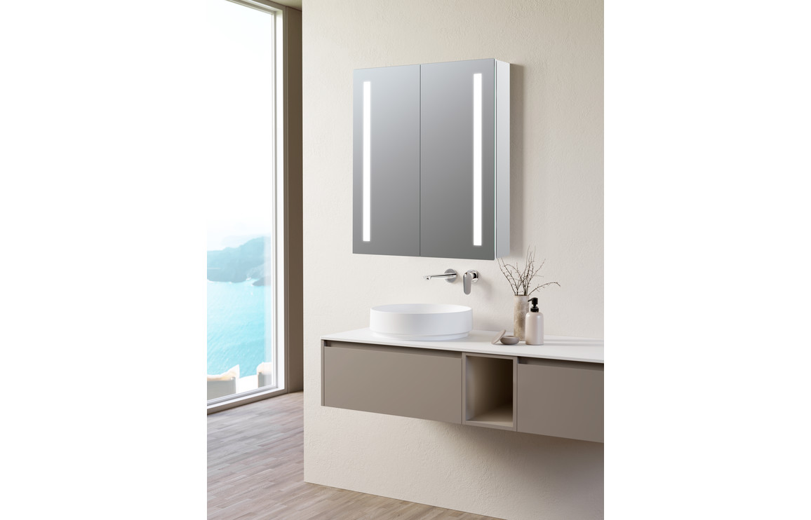 Portree 600mm 2 Door Front-Lit LED Mirror Cabinet - Image 4