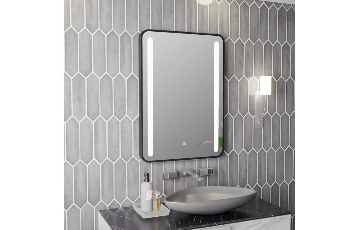 Errol 500x700mm Rounded Front-Lit LED Mirror - Black - Image 2