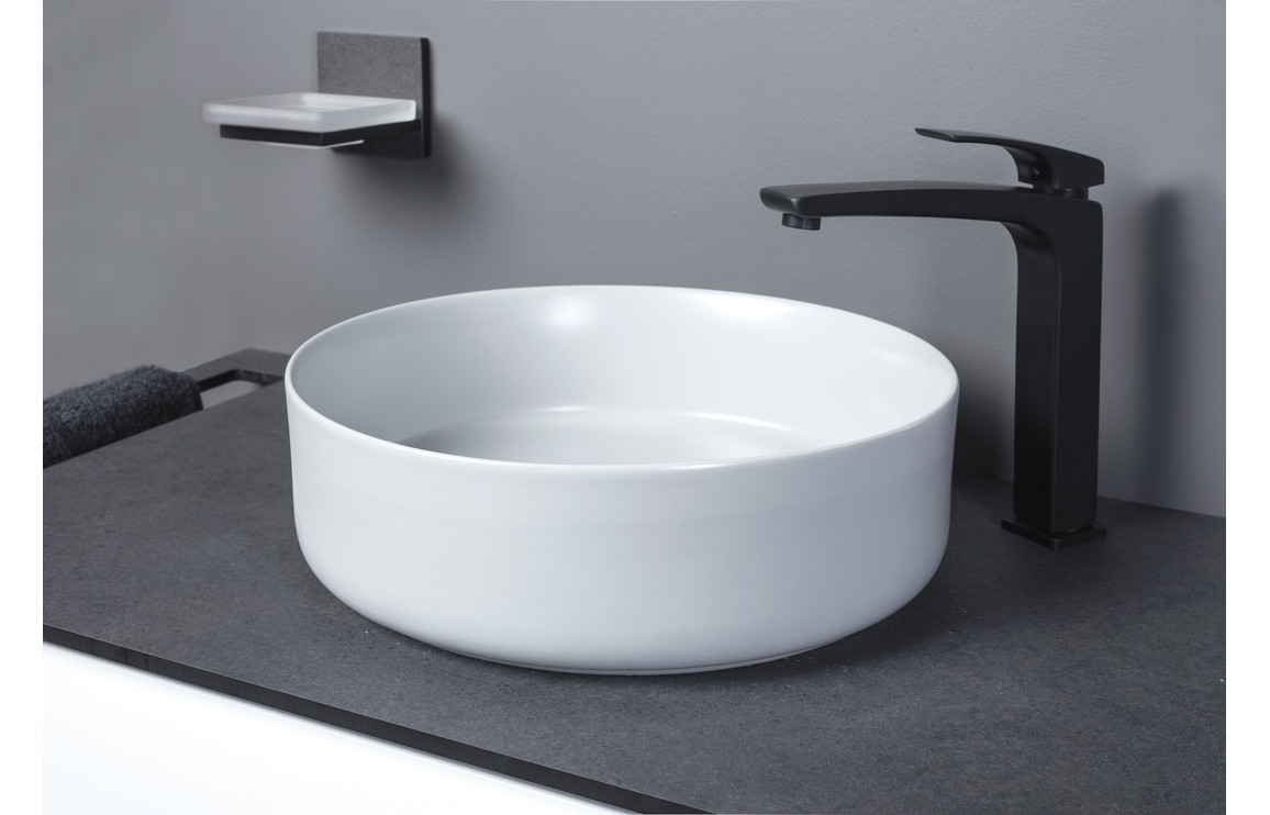 Fara 355mm Ceramic Round Washbowl & Waste - Matt White - Image 2
