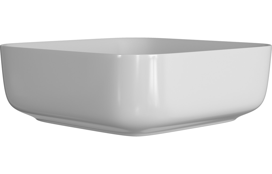 Fara 400mm Ceramic Square Washbowl & Waste - Matt White - Image 2