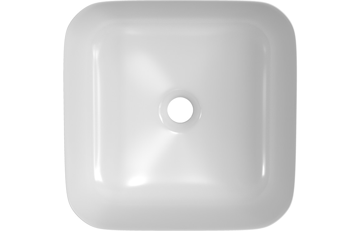 Fara 400mm Ceramic Square Washbowl & Waste - Matt White - Image 4