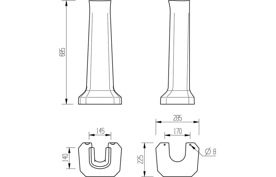 Lair 600x500mm 1TH Basin & Full Pedestal - Image 5