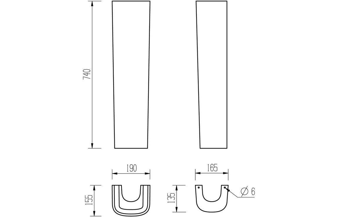 Chonzie 600x400mm 1TH Basin & Full Pedestal - Image 4