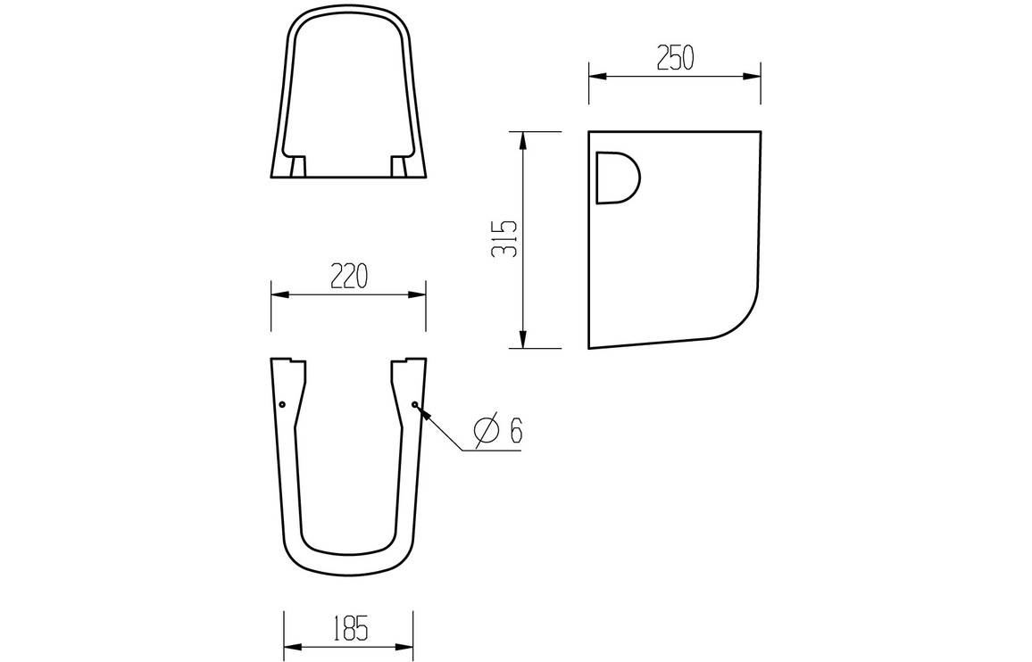 Alder 555x430mm 1TH Basin & Semi Pedestal - Image 3