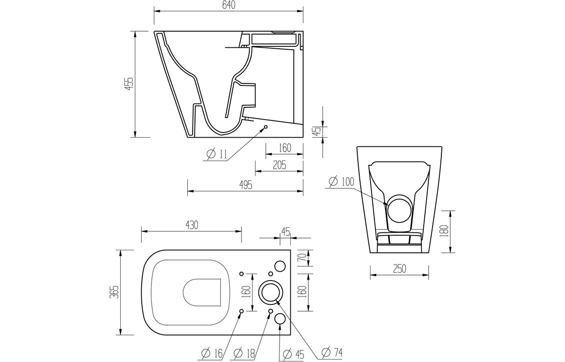 Donich Rimless Close Coupled Fully Shrouded Comfort Height WC & Soft Close Seat - Image 5