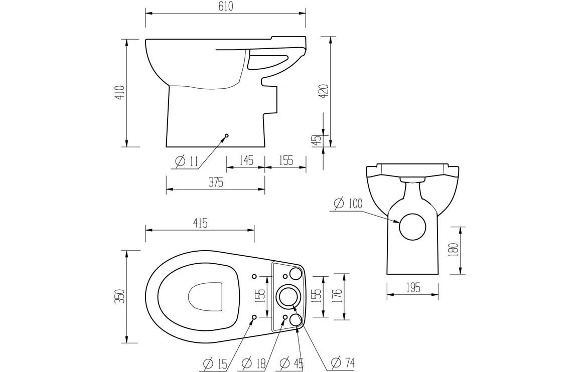 Merrick Close Coupled Open Back WC & Soft Close Seat - Image 5