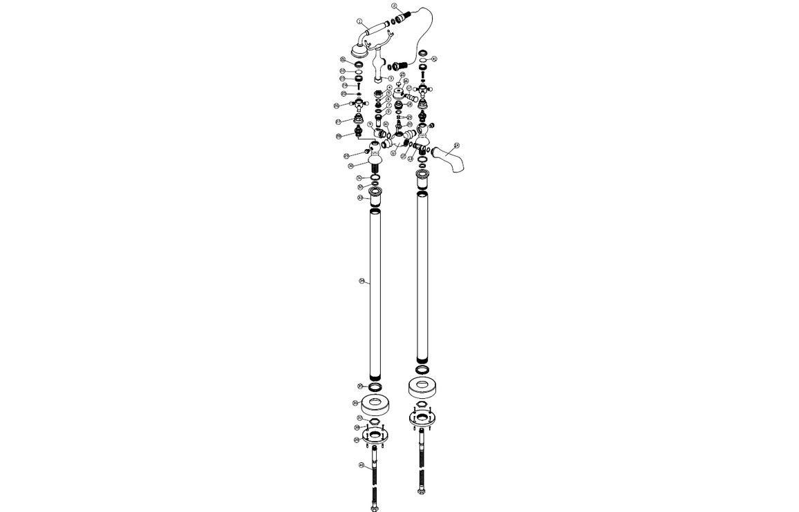 Foyers Floor Standing Bath/Shower Mixer & Shower Kit - Brushed Brass - Image 2