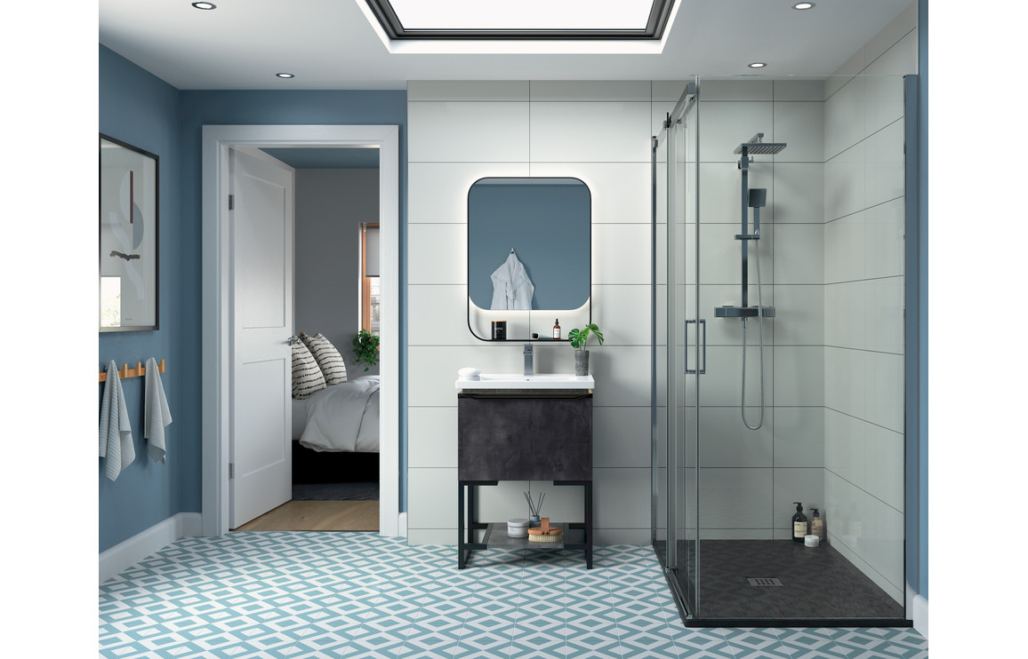 Luxe 1000mm Semi-Framed Sliding Door - Chrome - Image 3