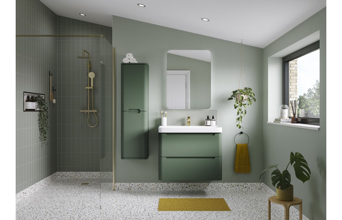 Dallas 350mm 2 Door Wall Hung Tall Unit - Matt Sage Green - Image 2