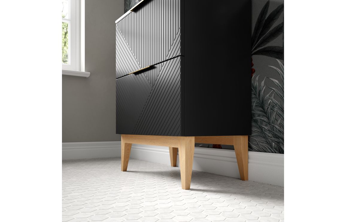 Michigan 610mm Floor Standing 2 Drawer Basin Unit & Maple Oak Effect Worktop - Matt Graphite Grey - Image 3