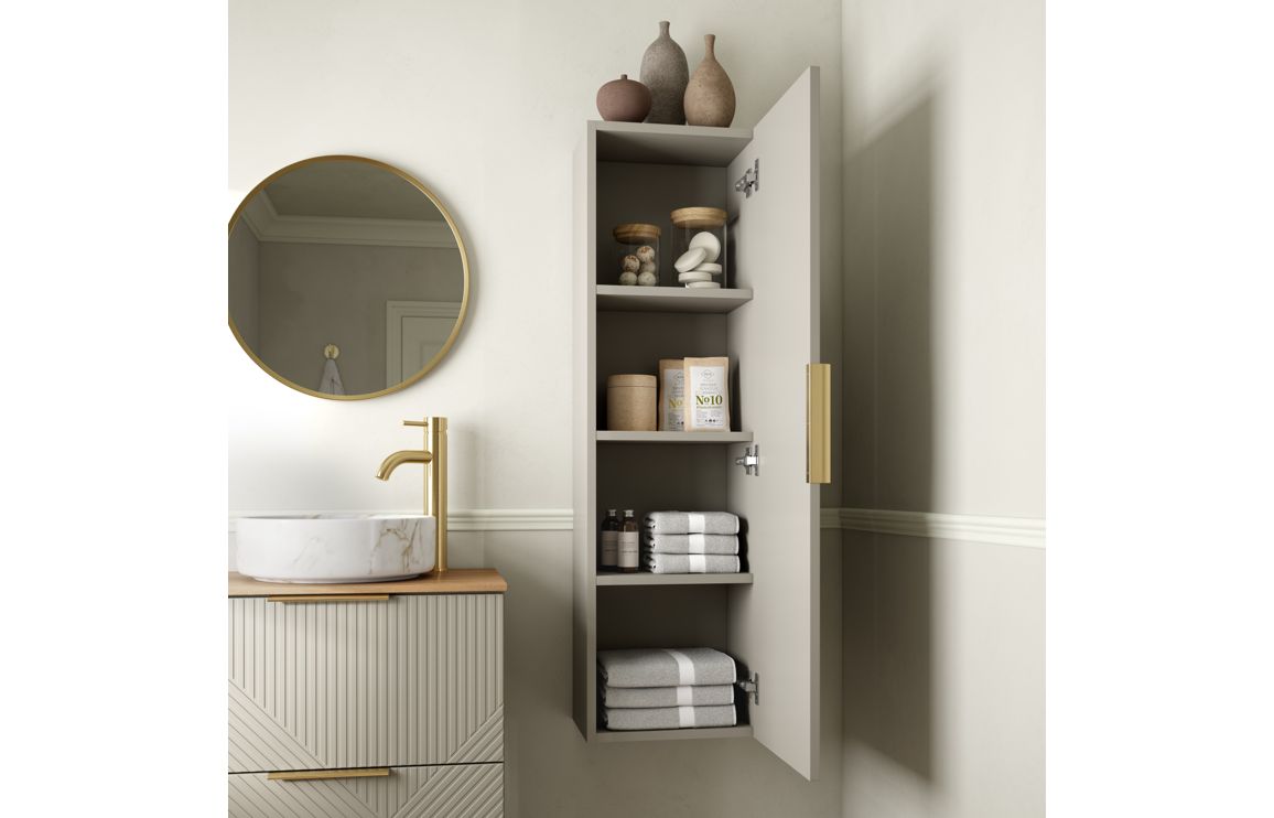Michigan 810mm Floor Standing 2 Drawer Basin Unit & Maple Oak Effect Worktop - Matt Oat - Image 4