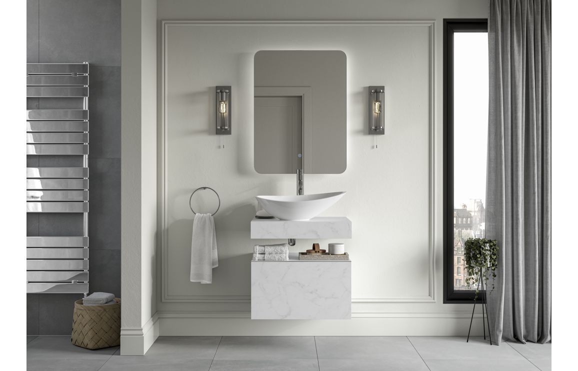 Georgia 600mm Wall Hung Basin Shelf - White Marble - Image 4
