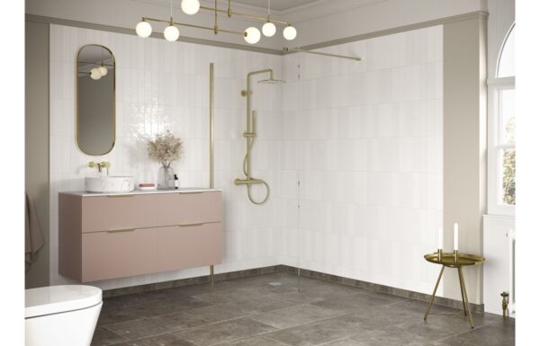 Luxe 1000mm Wetroom Panel & Support Bar - Brushed Brass
