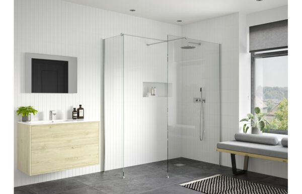 Luxe 800mm Wetroom Side Panel & Arm - Chrome