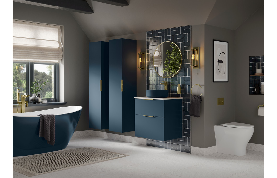 Oregon 1210mm Floor Standing 4 Door Basin Unit & 2TH Basin - Matt Deep Blue - Image 4