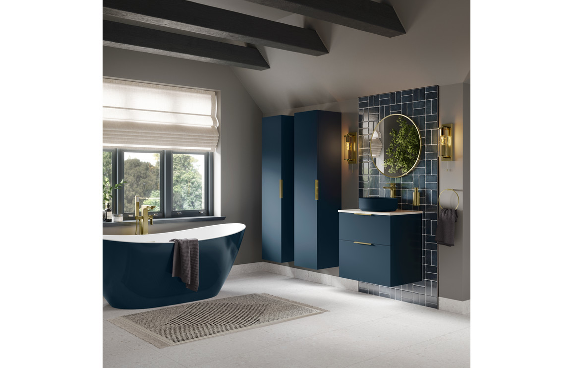 Oregon 1210mm Floor Standing 4 Door Basin Unit & 2TH Basin - Matt Deep Blue - Image 3