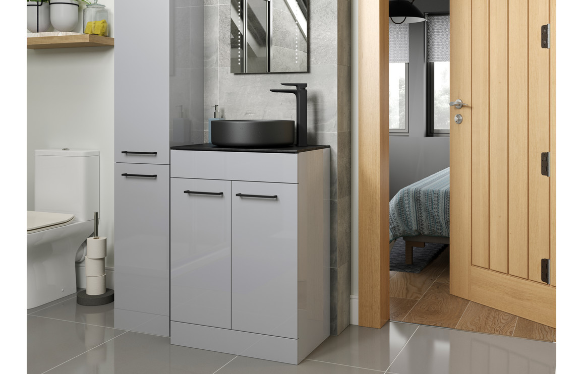 Iowa 1180mm Wall Hung 2 Drawer Basin Unit Run (No Top) - Grey Gloss - Image 2