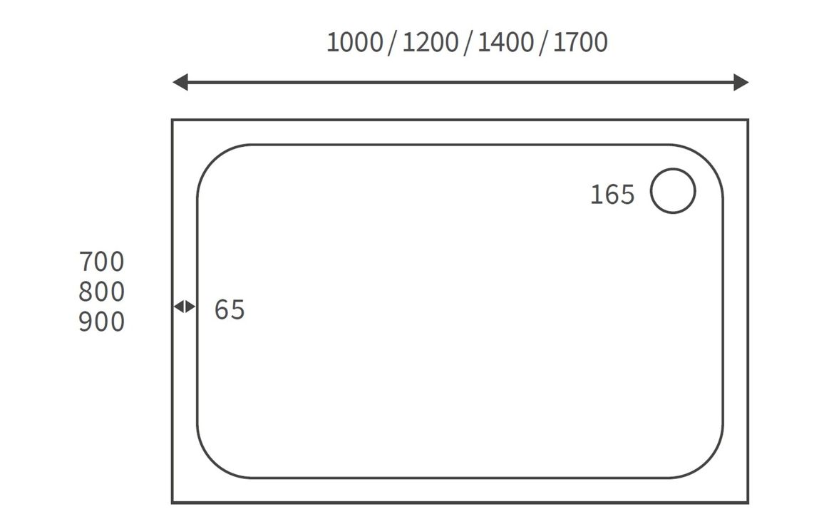 28mm Anti-Slip Ultra-Slim 1000x800mm Rectangular Tray & Waste - Image 2