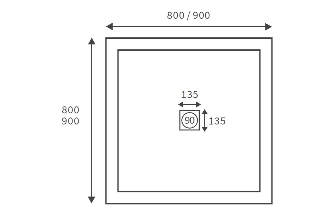 25mm Ultra-Slim 800mm x 800mm Square Tray & Waste - Image 2