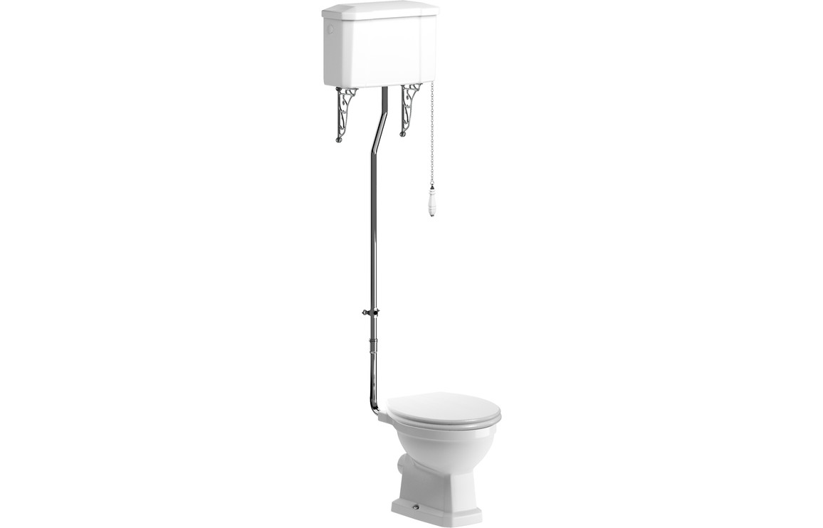 Lair High Level WC & Satin White Wood Effect Seat w/Br.Brass Finishes