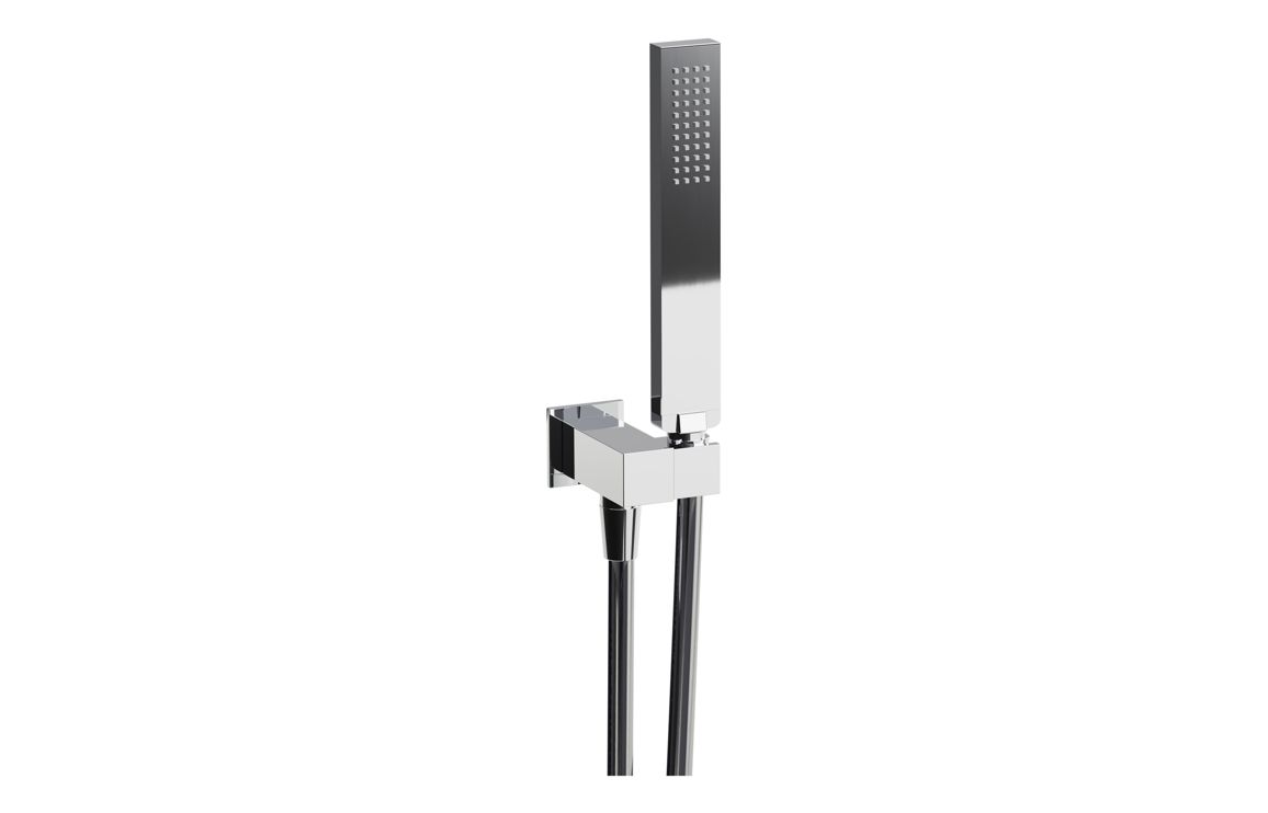 Abode Euphoria Square Wall Outlet Handset & Bracket Set - Chrome
