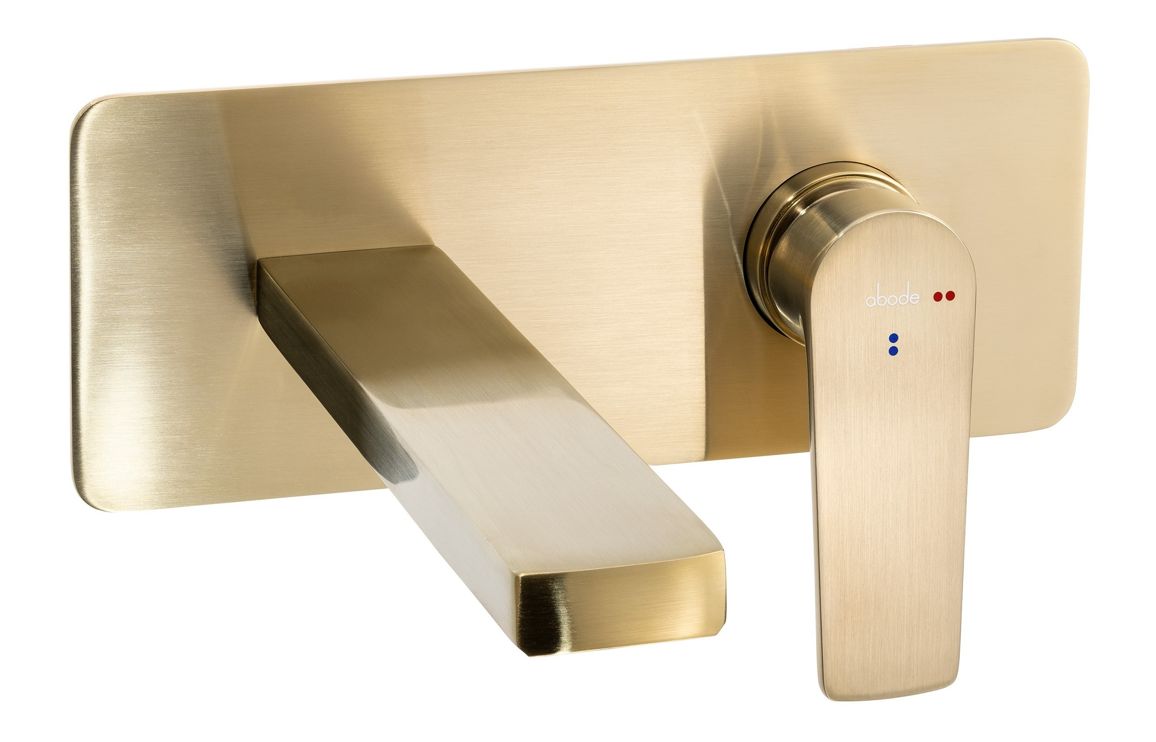 Abode Aquip Wall Mounted Basin / Bath Mixer - Brushed Brass